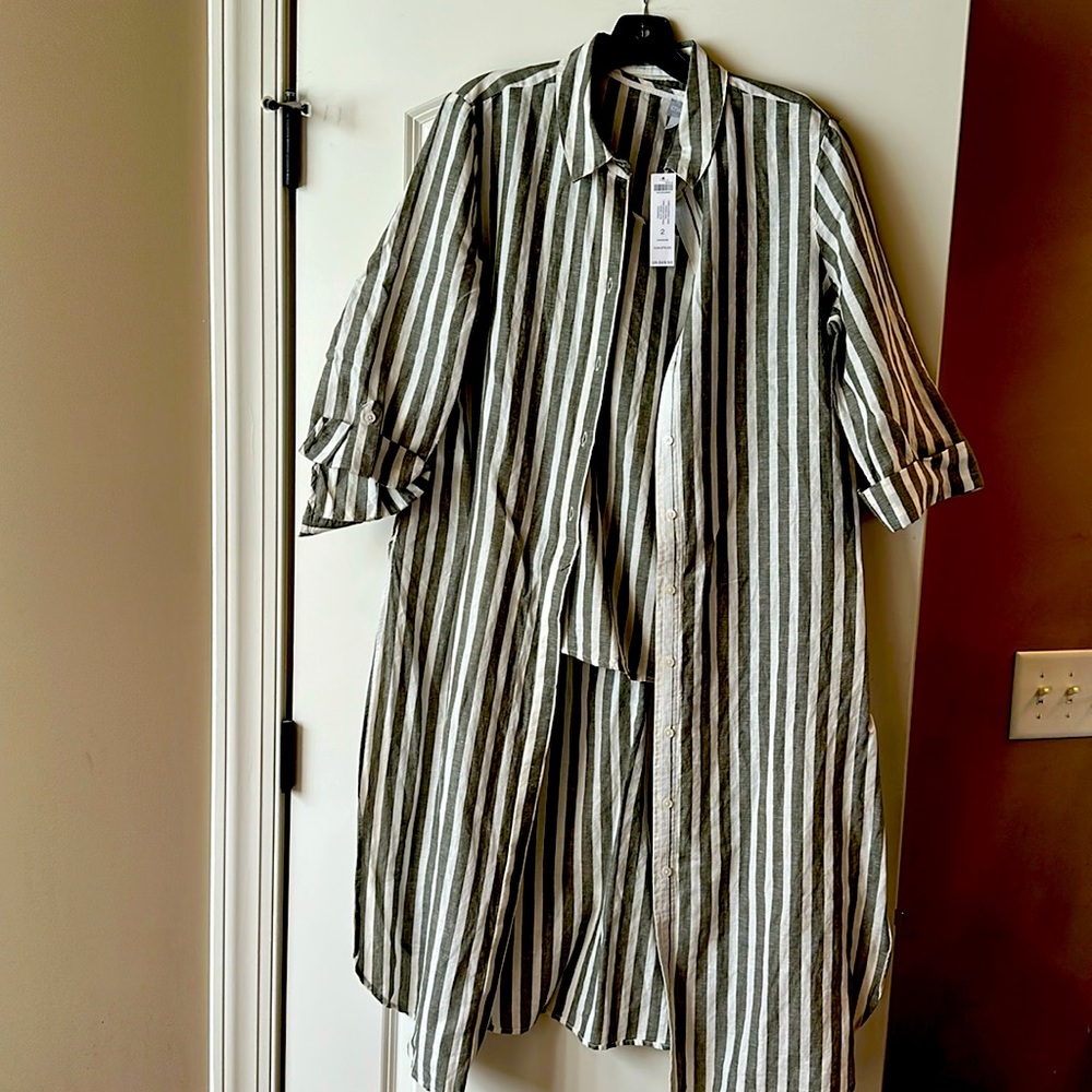 2 pieces—Linen tank with linen maxi tunic (3/4 length sleeve tunic) —size 12